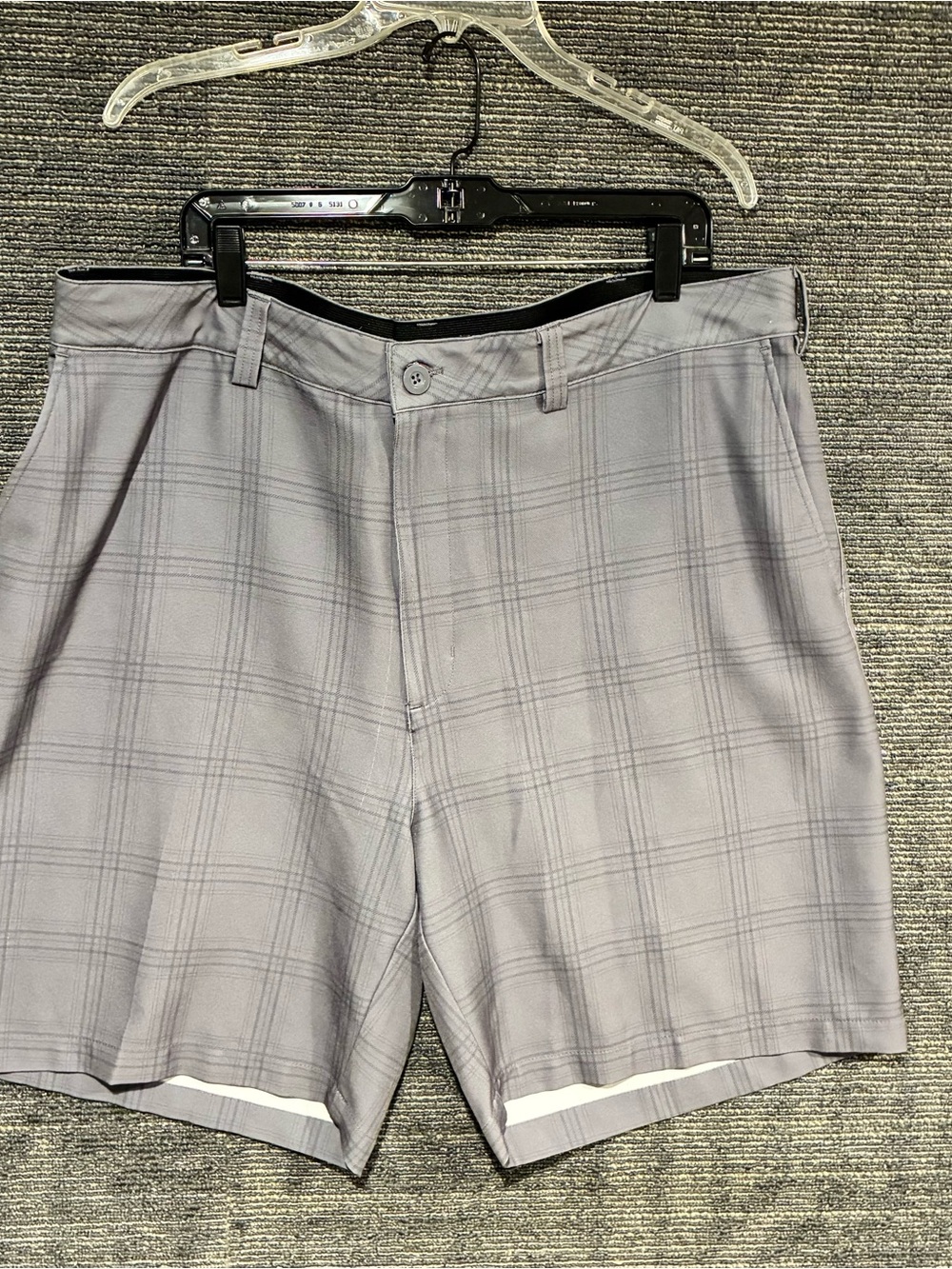 Reebok Light Gray Plaid Flat-Front Shorts
